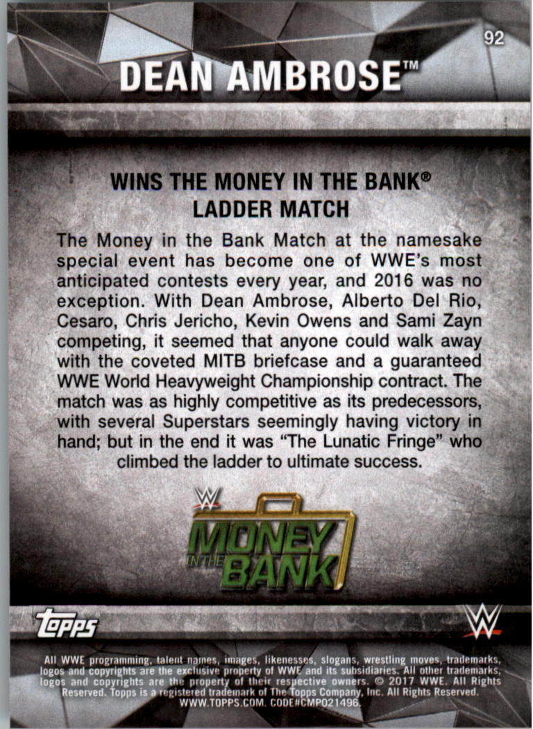 2017 Topps WWE Road to Wrestlemania you pick - Picture 165 of 179