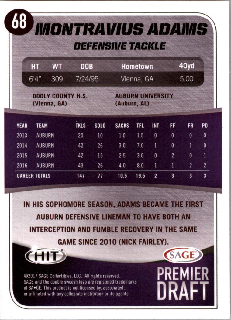 2017 SAGE HIT Premier Draft Red Parallel you pick - Picture 3 of 13