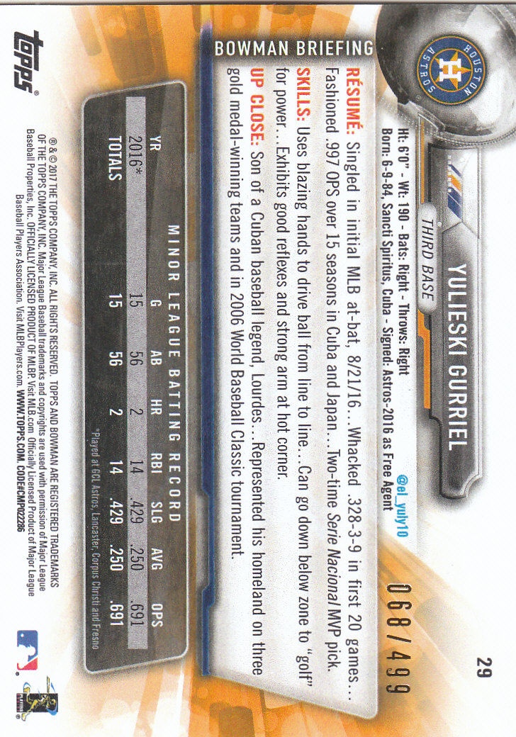 2017 Bowman Baseball & Parallels - Picture 205 of 213