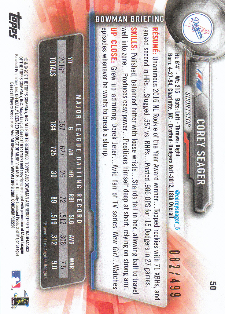 2017 Bowman Baseball & Parallels - Picture 207 of 213