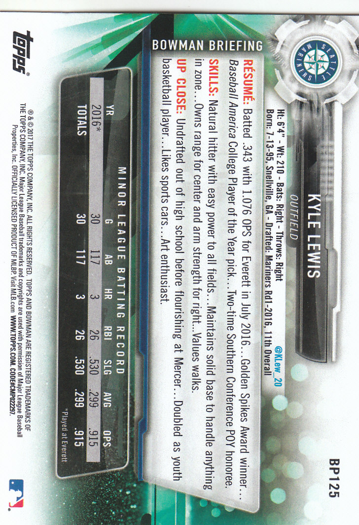 2017 Bowman Baseball Prospects & Parallels - Picture 235 of 297