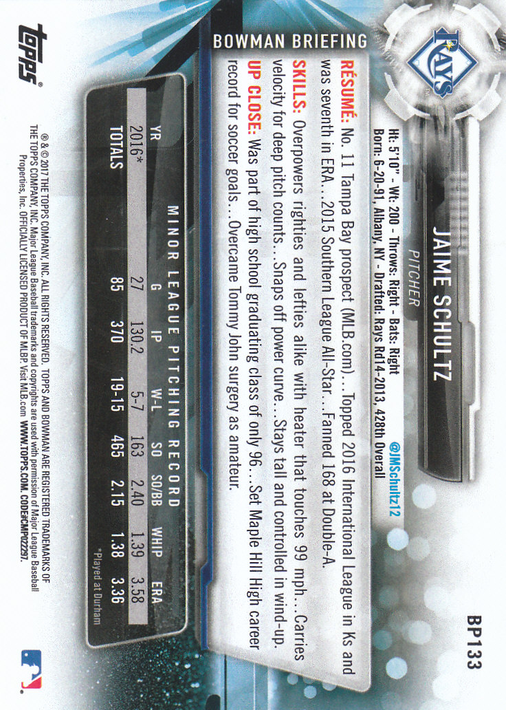 2017 Bowman Baseball Prospects & Parallels - Picture 249 of 297