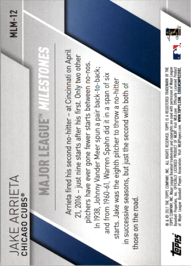 2017 Topps Major League Milestones Baseball Cards Pick From List 
