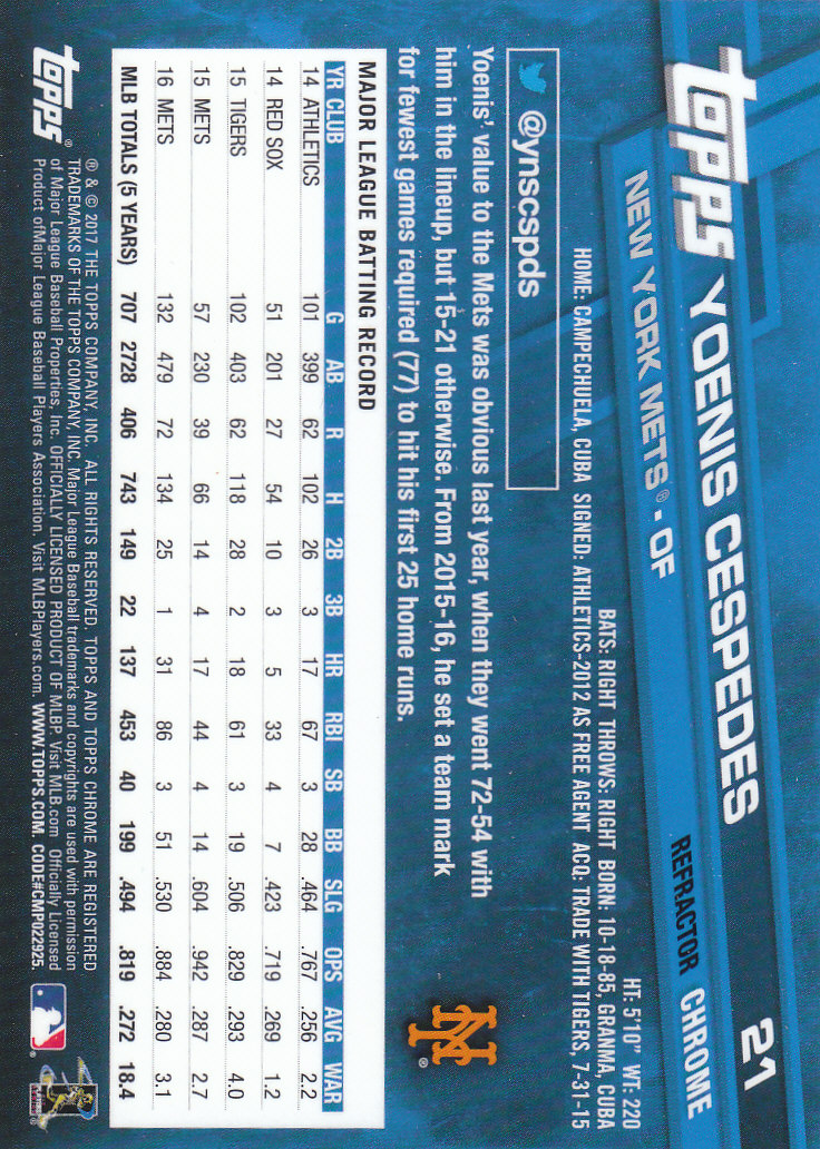 2017 Topps Chrome Baseball Inserts & Parallels - Picture 101 of 163