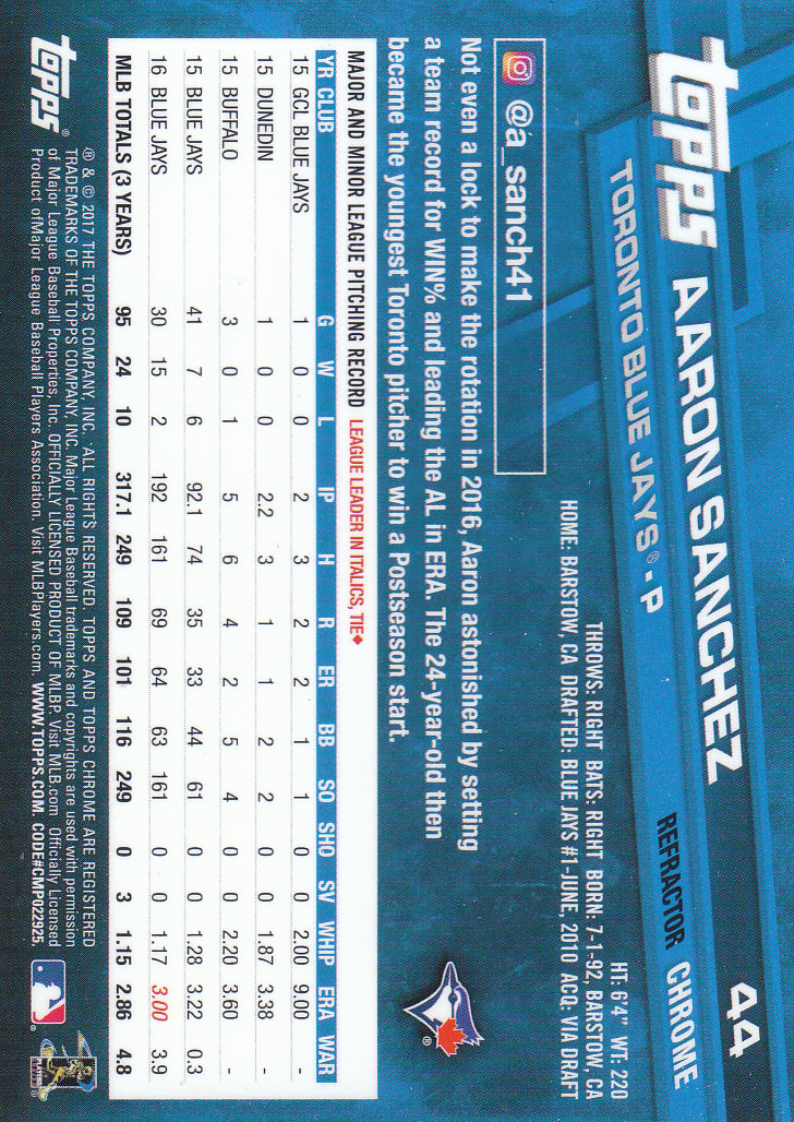 2017 Topps Chrome Baseball Inserts & Parallels - Picture 115 of 163