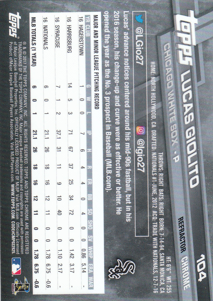 2017 Topps Chrome Baseball Inserts & Parallels - Picture 129 of 163