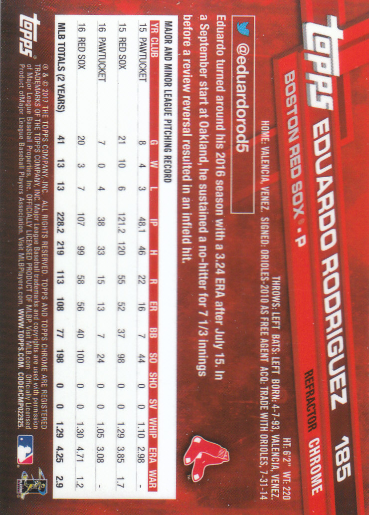 2017 Topps Chrome Baseball Inserts & Parallels - Picture 155 of 163