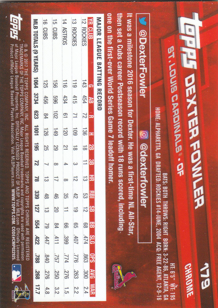 2017 Topps Chrome Baseball Inserts & Parallels - Picture 95 of 163