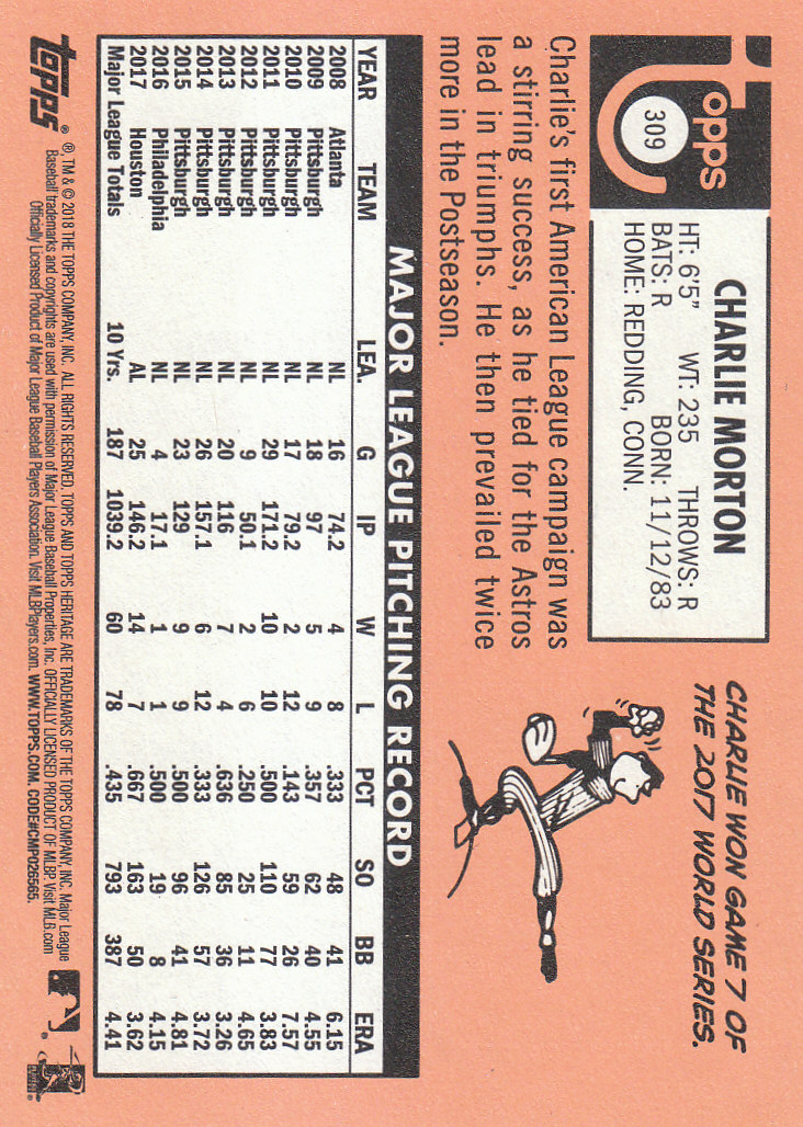2018 Topps Heritage Baseball Part 2 Main Set Card #251-500 - Picture 111 of 287