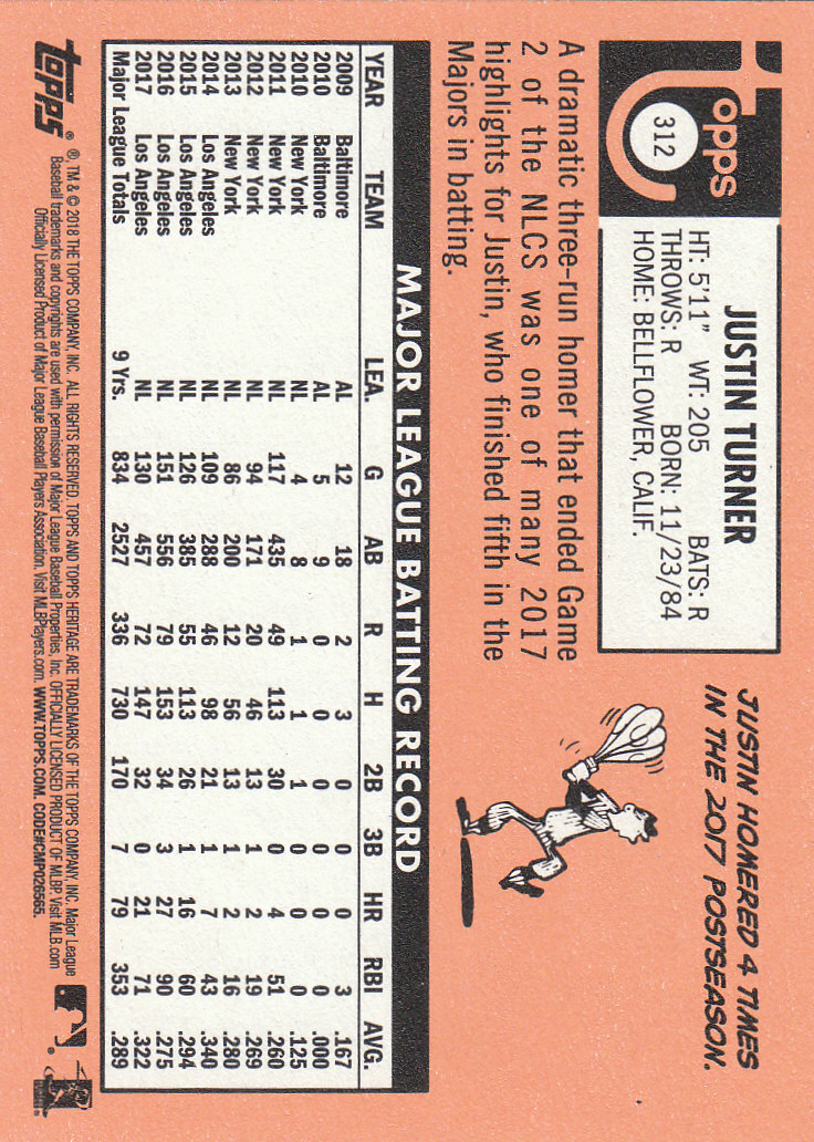 2018 Topps Heritage Baseball Part 2 Main Set Card #251-500 - Picture 117 of 287