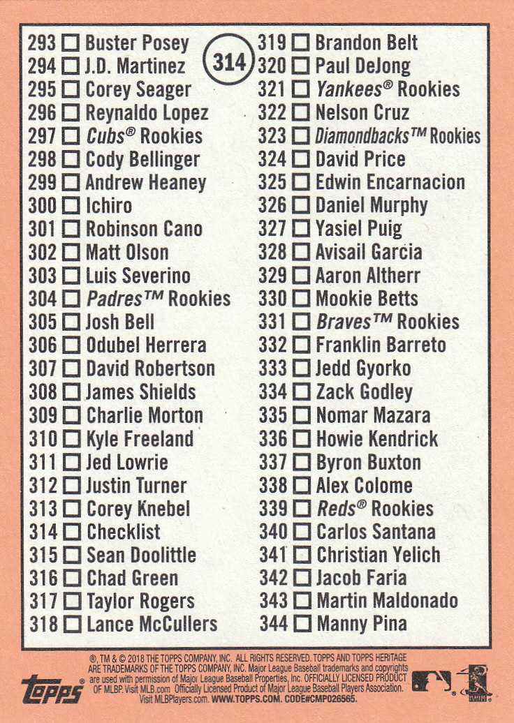 2018 Topps Heritage Baseball Part 2 Main Set Card #251-500 - Picture 121 of 287