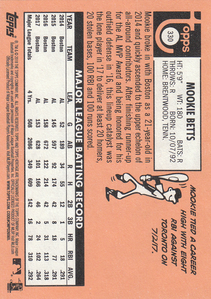 2018 Topps Heritage Baseball Part 2 Main Set Card #251-500 - Picture 147 of 287