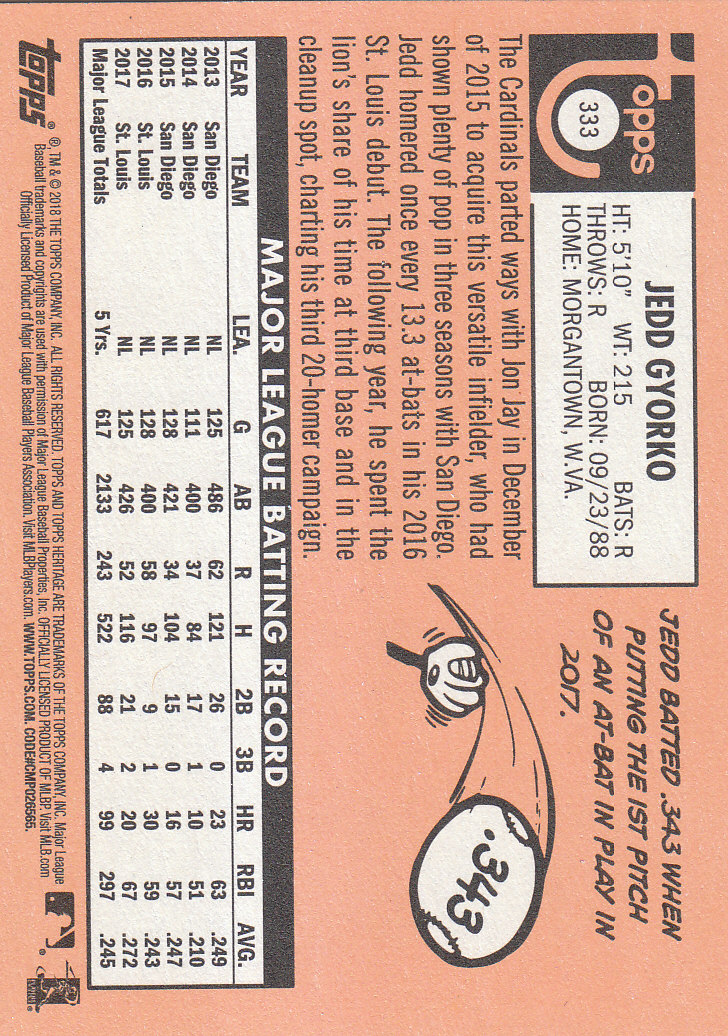 2018 Topps Heritage Baseball Part 2 Main Set Card #251-500 - Picture 153 of 287
