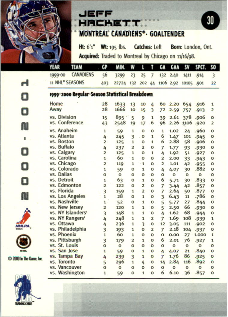 2000-01 BAP Memorabilia Hockey Card Pick 2-306 - Bild 44 von 474