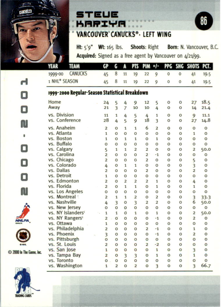 2000-01 BAP Memorabilia Hockey Card Pick 2-306 - Bild 130 von 474