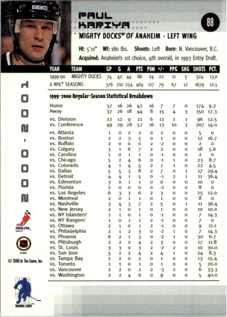 2000-01 BAP Memorabilia Hockey Card Pick 2-306 - Bild 134 von 474