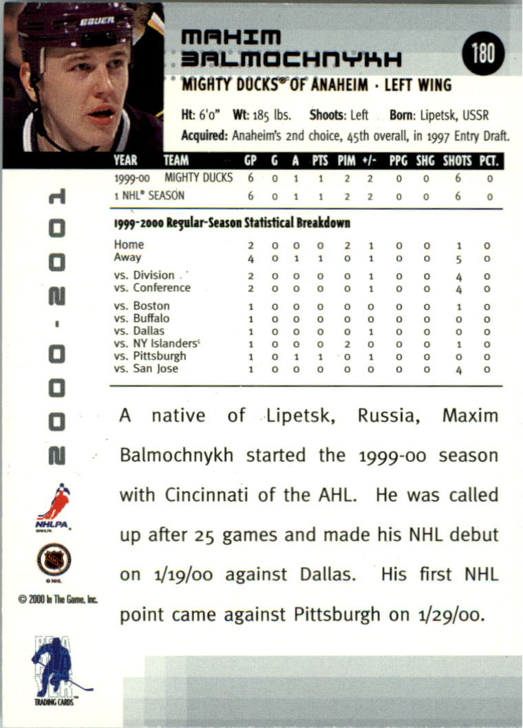 2000-01 BAP Memorabilia Hockey Card Pick 2-306 - Bild 286 von 474