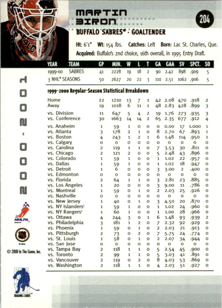 2000-01 BAP Memorabilia Hockey Card Pick 2-306 - Bild 321 von 474