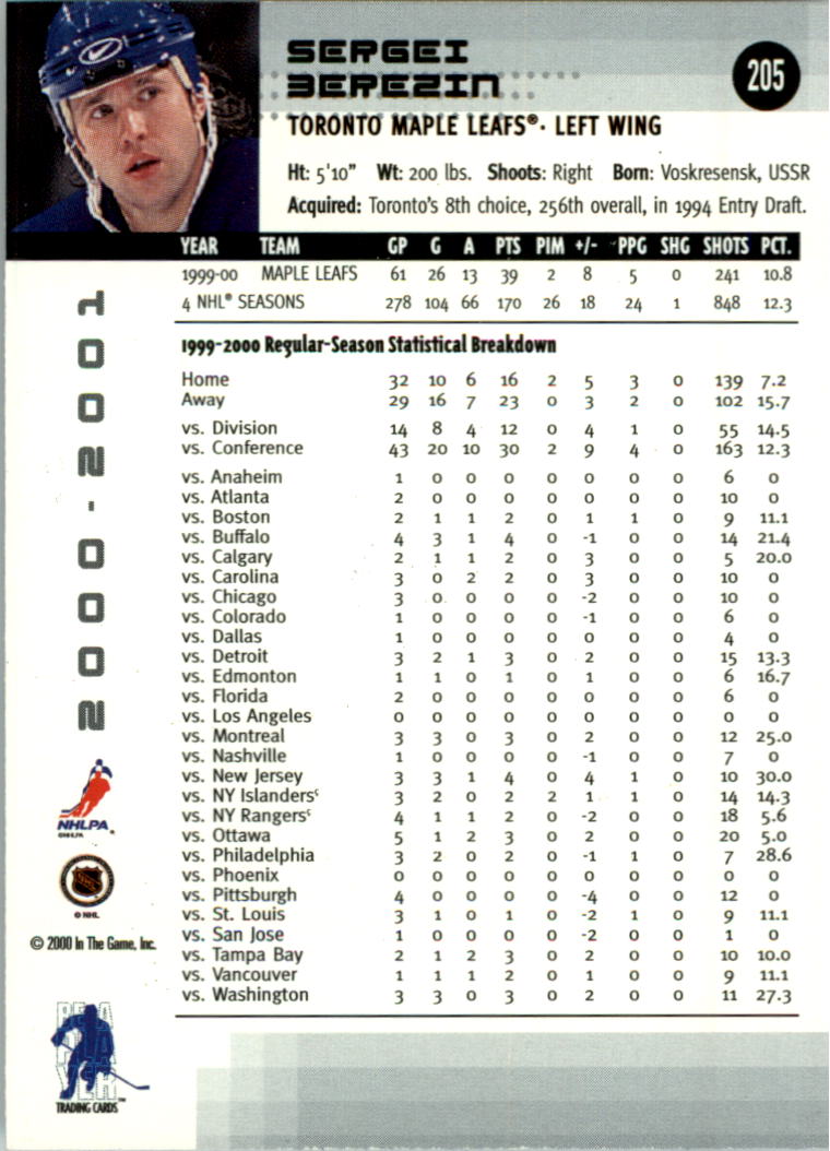 2000-01 BAP Memorabilia Hockey Card Pick 2-306 - Bild 323 von 474