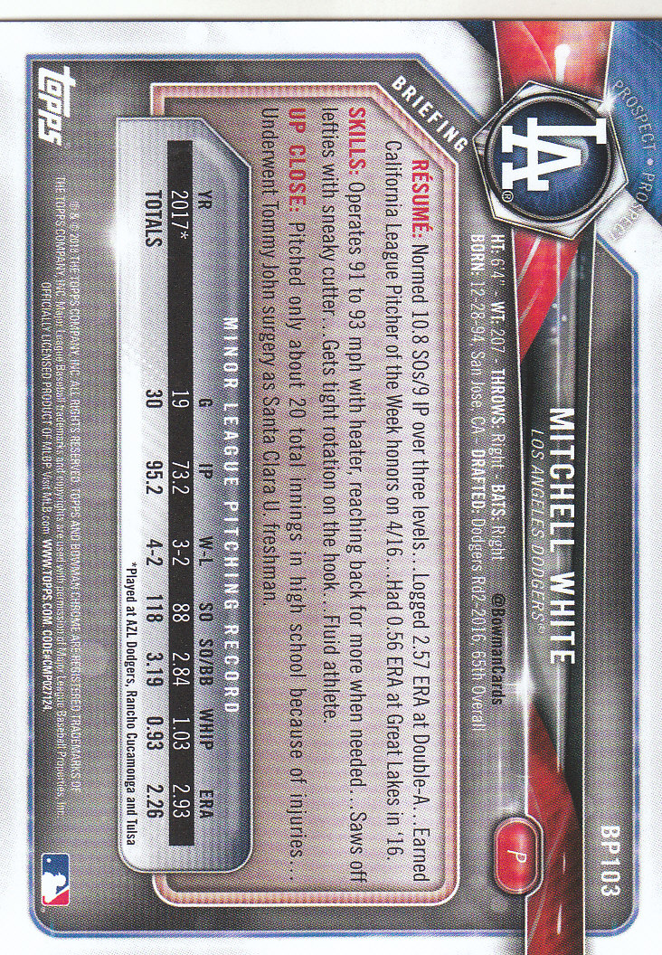 2018 Bowman Baseball Prospects and Parallel Cards - Picture 201 of 297