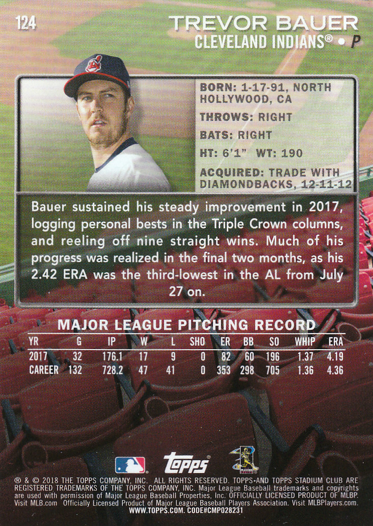 2018 Stadium Club Baseball Part 1 Main Set Cards #1 to #150 - Picture 121 of 150