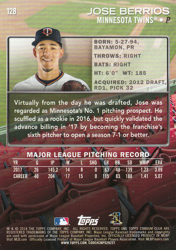 2018 Stadium Club Baseball Part 1 Main Set Cards #1 to #150 - Picture 129 of 150