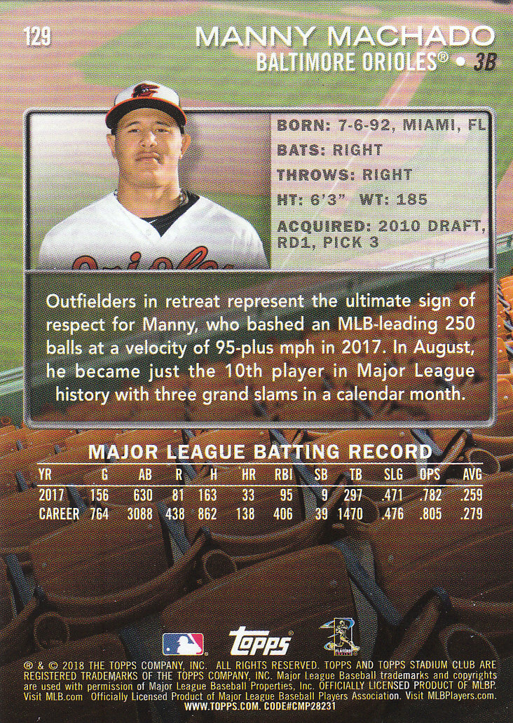 2018 Stadium Club Baseball Part 1 Main Set Cards #1 to #150 - Picture 131 of 150