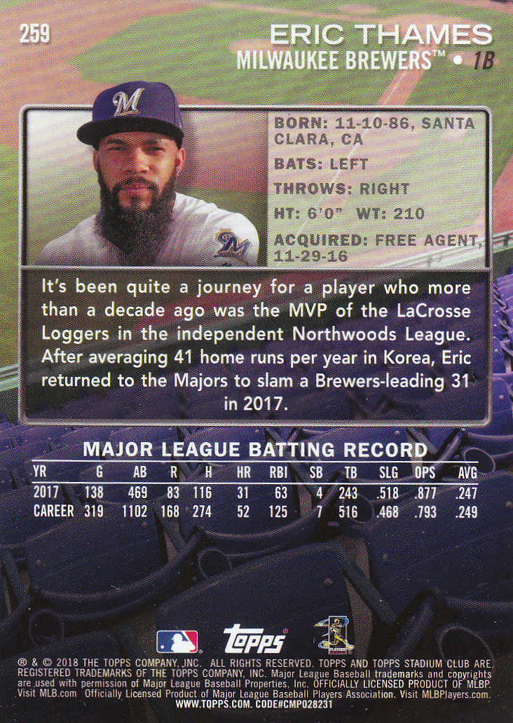 2018 Stadium Club Baseball Part 3 Parallel Cards - Picture 49 of 131