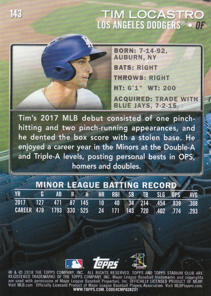 2018 Stadium Club Baseball Part 3 Parallel Cards - Picture 99 of 131