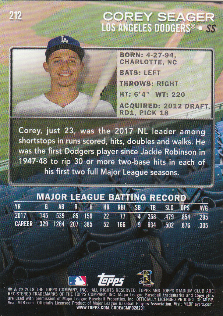 2018 Stadium Club Baseball Part 3 Parallel Cards - Picture 117 of 131