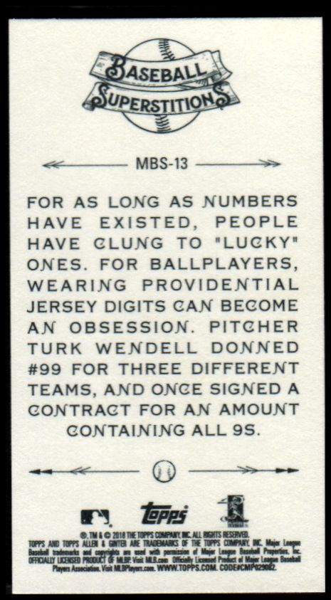 2018 Topps Allen and Ginter Mini Baseball Superstitions YOU PICK - Picture 13 of 15