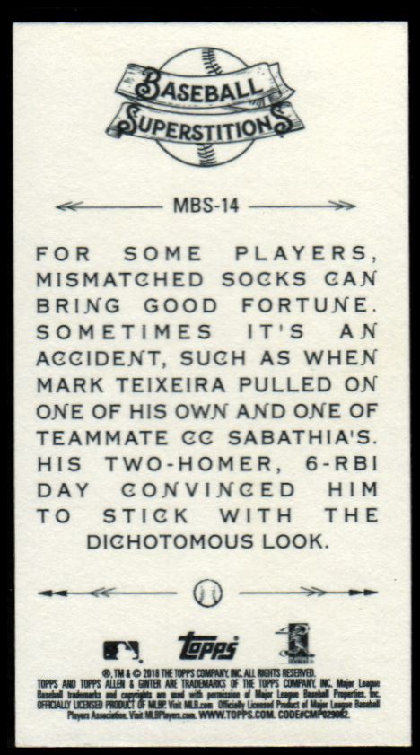 2018 Topps Allen and Ginter Mini Baseball Superstitions YOU PICK - Picture 15 of 15