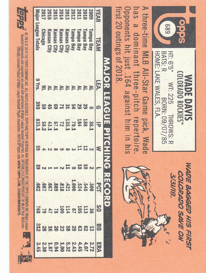 2018 Topps Heritage High Series Baseball Part 1 Main Set Cards #501 to #725 - Picture 365 of 435