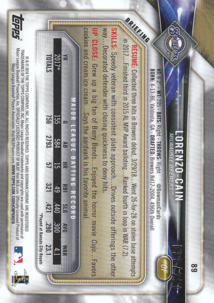 2018 Bowman Chrome Baseball Part 2 Insert, Parallel and Autograph Cards - Picture 61 of 75