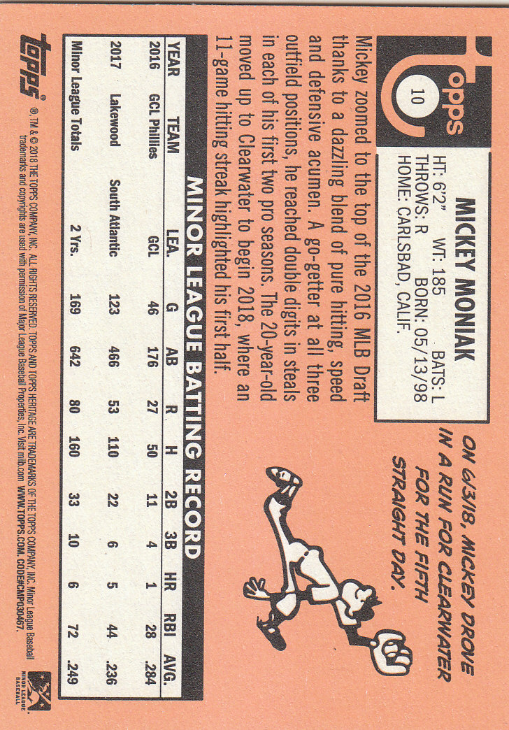 2018 Topps Heritage Minors Baseball Part 1 Main Set - Picture 17 of 369