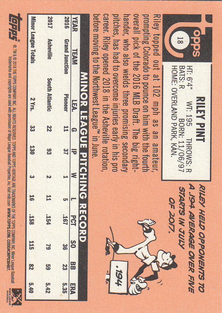 2018 Topps Heritage Minors Baseball Part 1 Main Set - Picture 31 of 369