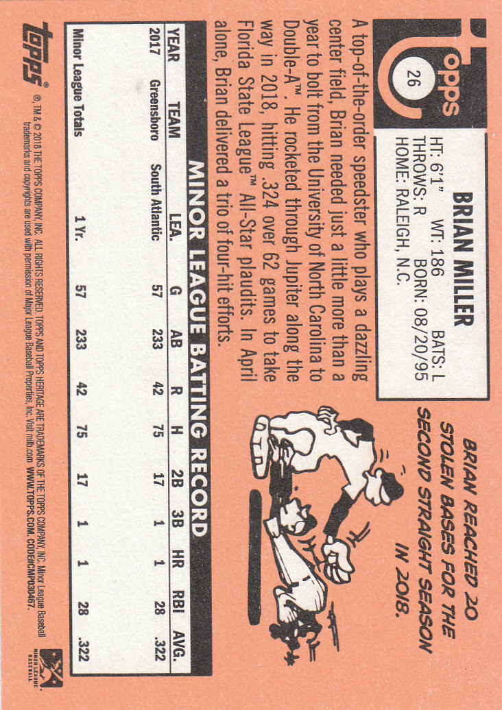 2018 Topps Heritage Minors Baseball Part 1 Main Set - Picture 47 of 369