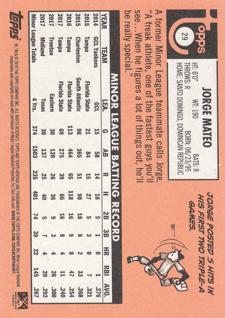 2018 Topps Heritage Minors Baseball Part 1 Main Set - Picture 53 of 369