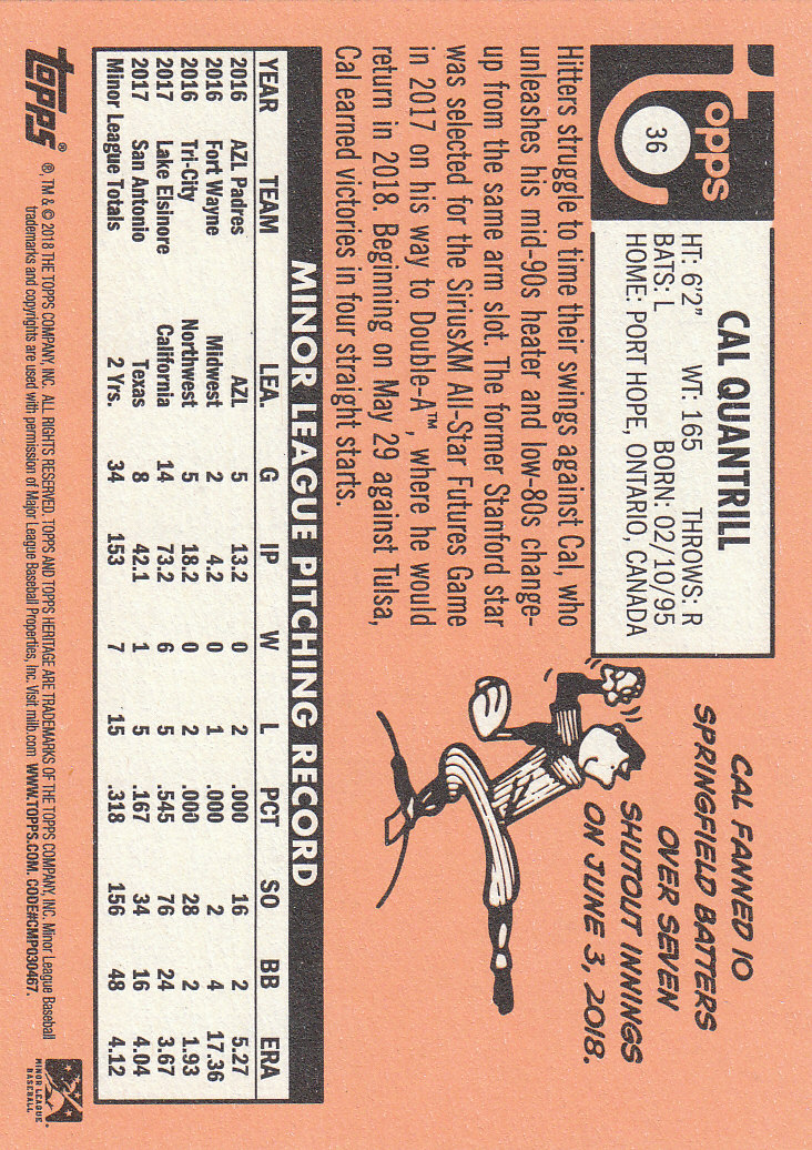 2018 Topps Heritage Minors Baseball Part 1 Main Set - Picture 65 of 369