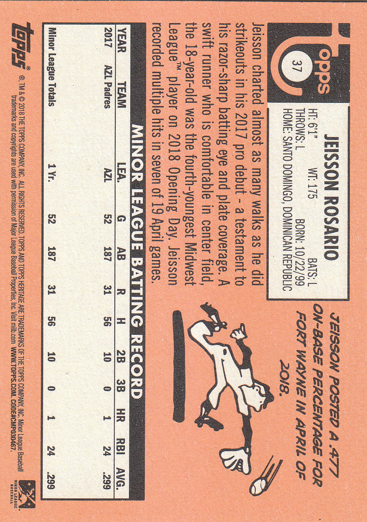 2018 Topps Heritage Minors Baseball Part 1 Main Set - Picture 67 of 369