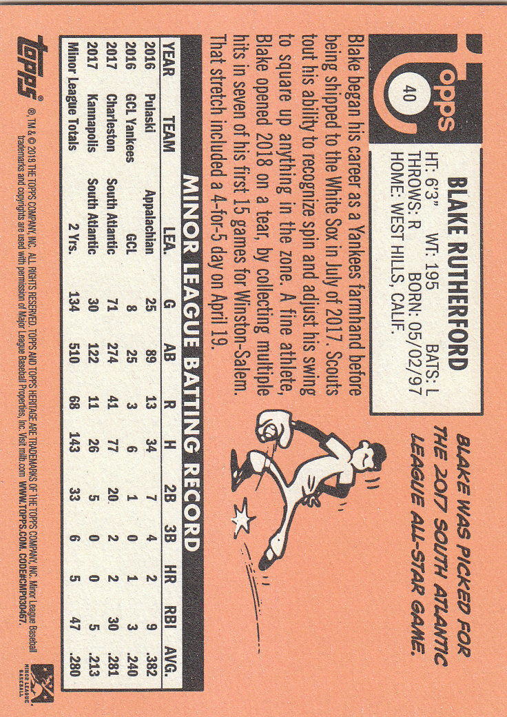 2018 Topps Heritage Minors Baseball Part 1 Main Set - Picture 73 of 369