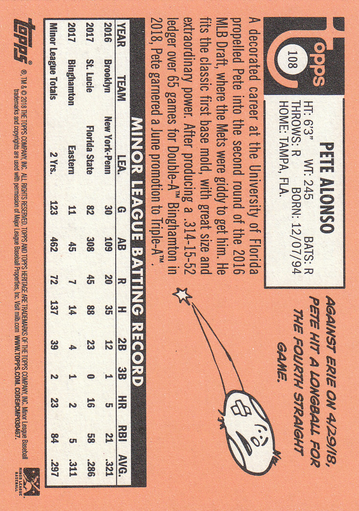 2018 Topps Heritage Minors Baseball Part 1 Main Set - Picture 195 of 369