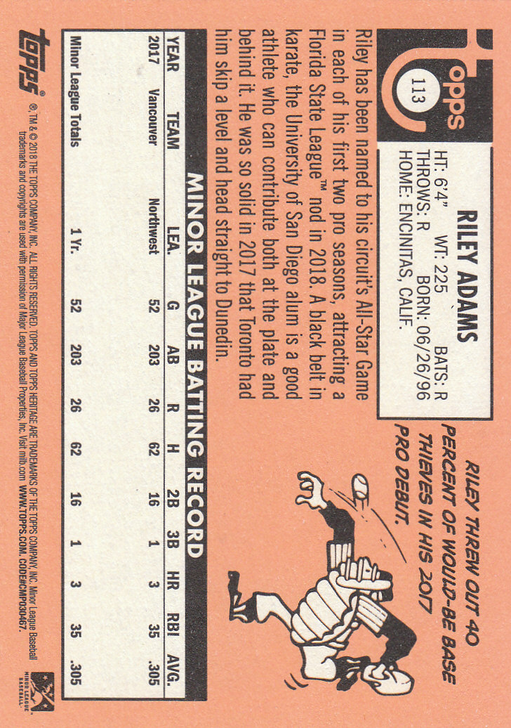 2018 Topps Heritage Minors Baseball Part 1 Main Set - Picture 203 of 369