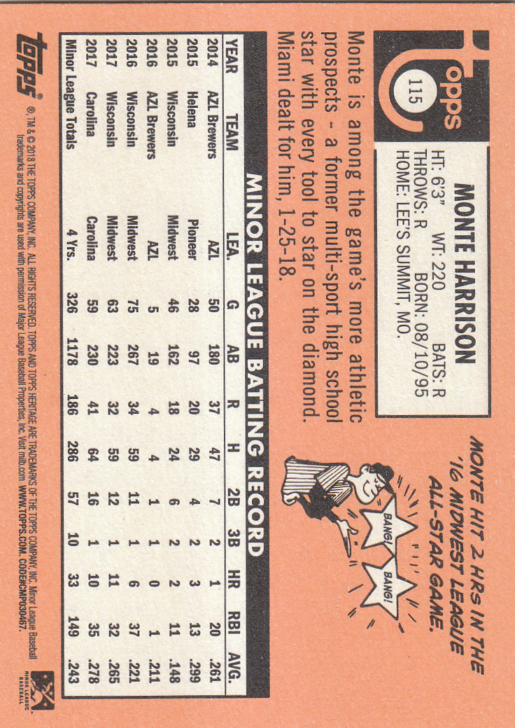 2018 Topps Heritage Minors Baseball Part 1 Main Set - Picture 207 of 369