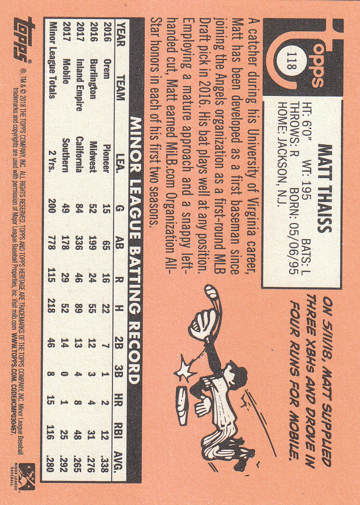 2018 Topps Heritage Minors Baseball Part 1 Main Set - Picture 213 of 369