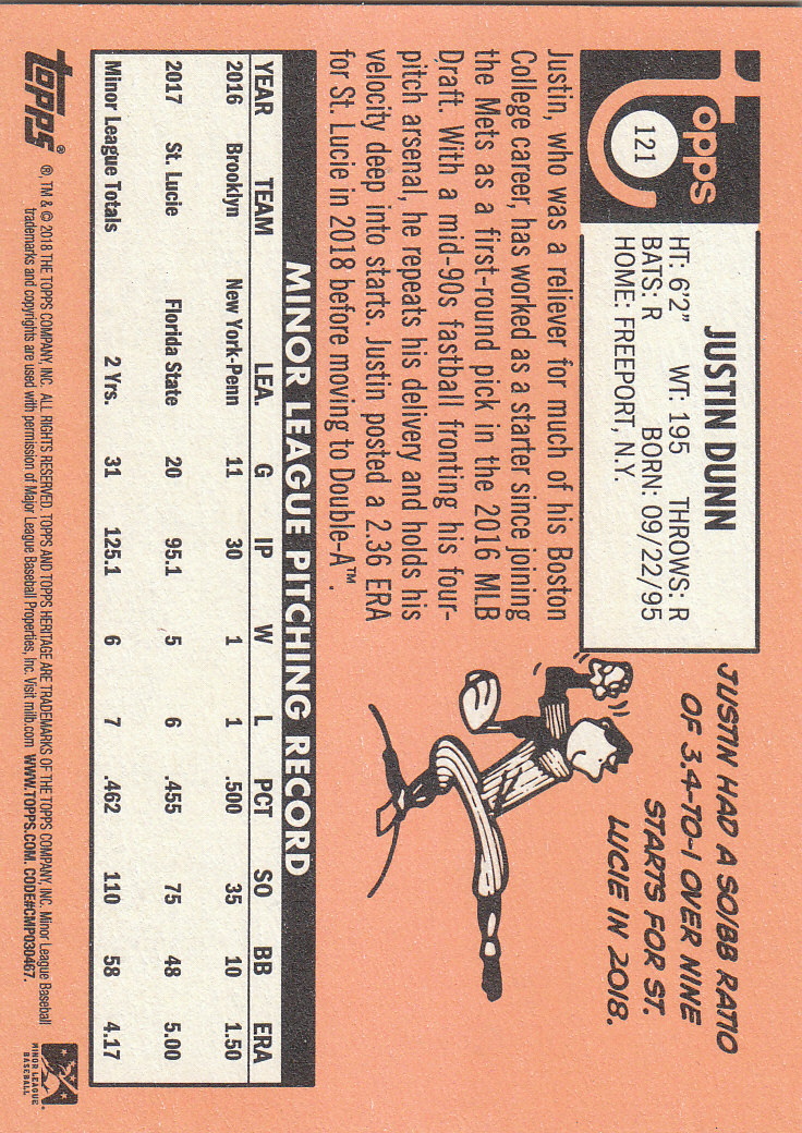 2018 Topps Heritage Minors Baseball Part 1 Main Set - Picture 219 of 369