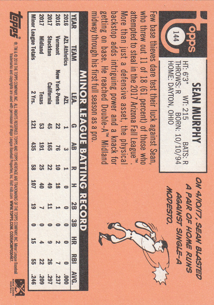 2018 Topps Heritage Minors Baseball Part 1 Main Set - Picture 257 of 369