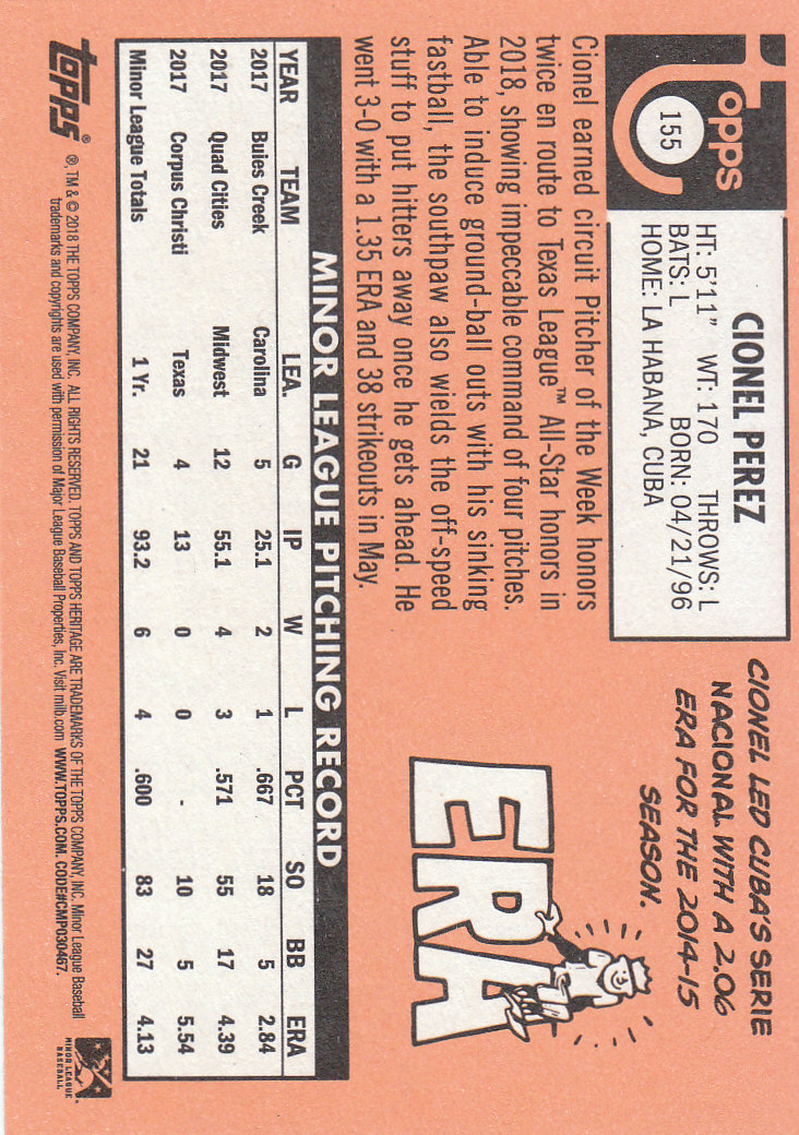 2018 Topps Heritage Minors Baseball Part 1 Main Set - Picture 275 of 369
