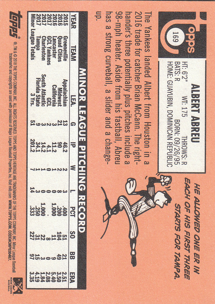 2018 Topps Heritage Minors Baseball Part 1 Main Set - Picture 303 of 369