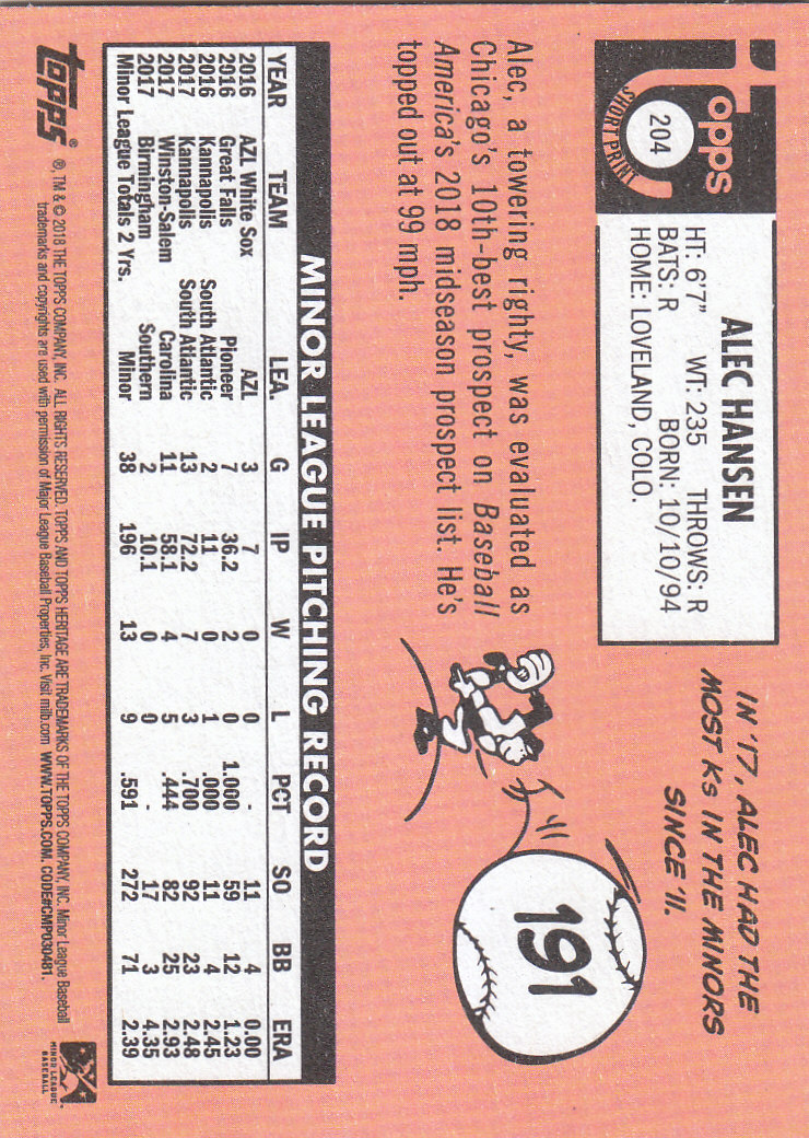 2018 Topps Heritage Minors Baseball Part 1 Main Set - Picture 365 of 369